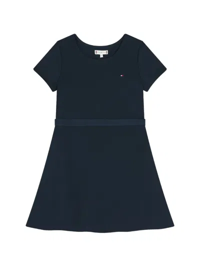 Tommy Hilfiger Junior Kids' Essential Short-sleeved Skater Dress In Blue