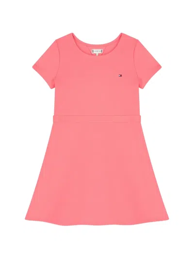 Tommy Hilfiger Junior Kids' Essential Short-sleeved Skater Dress In Pink