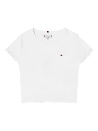 Tommy Hilfiger Junior Kids' Fine-ribbed T-shirt In White