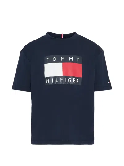 Tommy Hilfiger Junior Kids' Flag Badge Logo T-shirt In Blue
