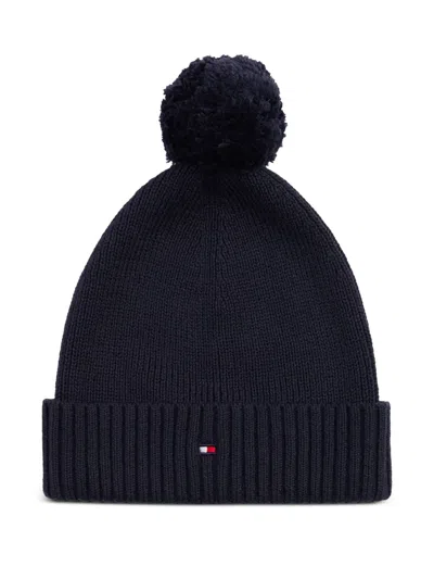 Tommy Hilfiger Junior Kids' Flag-embroidered Beanie In Blue
