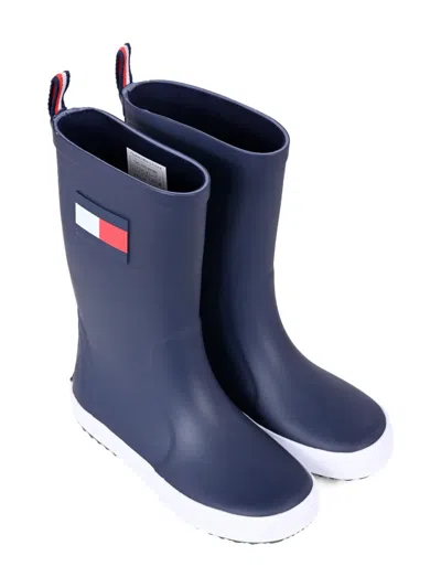 Tommy Hilfiger Junior Kids' Flag-logo Pull-on Boots In Blue
