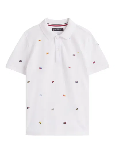 Tommy Hilfiger Junior Kids' Flag Polo Shirt In White