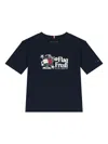 Tommy Hilfiger Junior Flag-print Slogan T-shirt In Blue