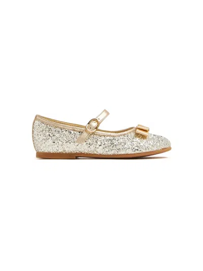 Tommy Hilfiger Junior Kids' Glitter-detail Leather Ballerina Shoes In Gold