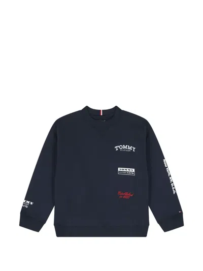 Tommy Hilfiger Junior Kids' Graphic Crew Neck Sweatshirt In Blue