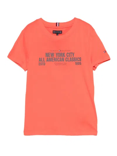 Tommy Hilfiger Junior Kids' Graphic-print T-shirt In Orange