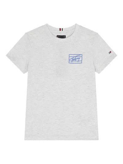 Tommy Hilfiger Junior Kids' Grey Logo T-shirt In White
