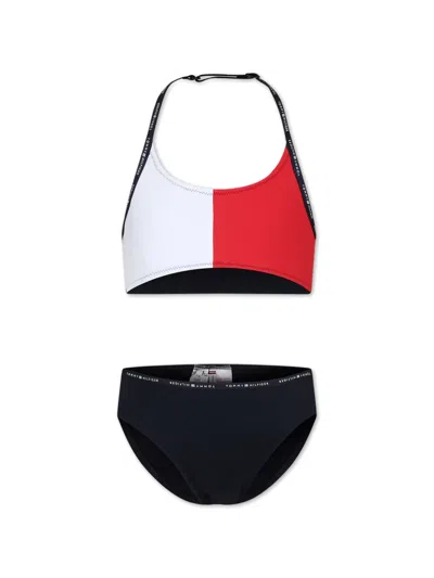 Tommy Hilfiger Junior Kids' Hilfiger Flag Halterneck Bikini In White
