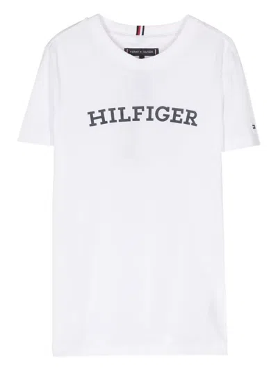 Tommy Hilfiger Junior Kids' Hilfiger Logo T-shirt In White
