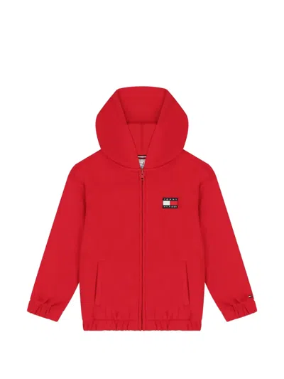 Tommy Hilfiger Junior Kids' Hooded Zip-fastening Sweatshirt In Red