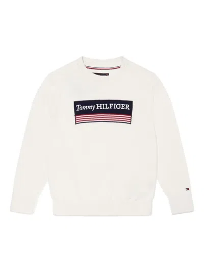 Tommy Hilfiger Junior Kids' Intarsia-knit Logo Jumper In 中性色