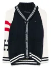 Tommy Hilfiger Junior Intarsia-logo Cardigan In 蓝色