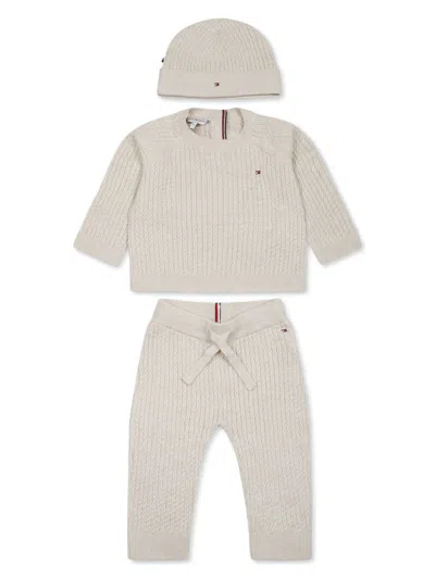 Tommy Hilfiger Junior Babies' Knitted Trousers Set In Neutrals