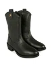 Tommy Hilfiger Junior Leather Zip-side Boots In Green