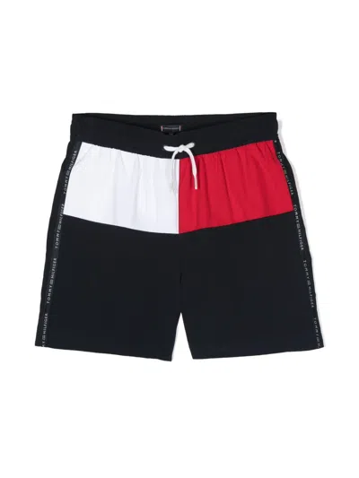 Tommy Hilfiger Junior Kids' Logo-appliqué Swim Shorts In Blue