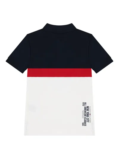 Tommy Hilfiger Junior Kids' Logo Colour-block Polo T-shirt In Blue