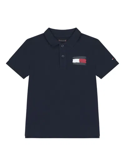 Tommy Hilfiger Junior Kids' Logo Cotton Polo-shirt In Blue