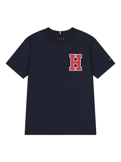 Tommy Hilfiger Junior Kids' Logo Cotton T-shirt In Blue