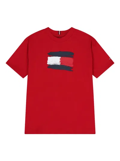 Tommy Hilfiger Junior Kids' Logo Cotton T-shirt In Red