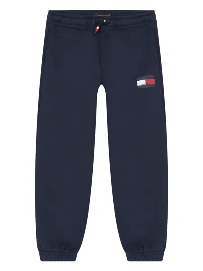 Tommy Hilfiger Junior Kids' Logo Cotton Trousers In Blue