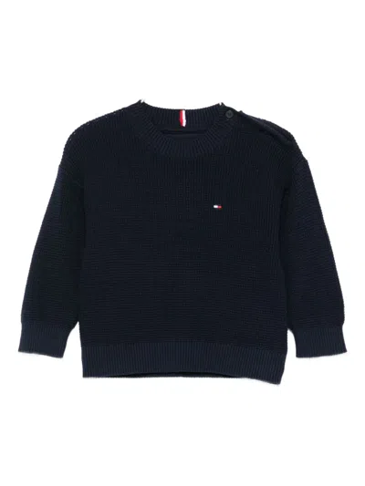 Tommy Hilfiger Junior Babies' Logo-detail Cotton Sweater In Blue