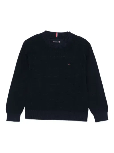 Tommy Hilfiger Junior Kids' Logo-detail Cotton Sweater In Blue