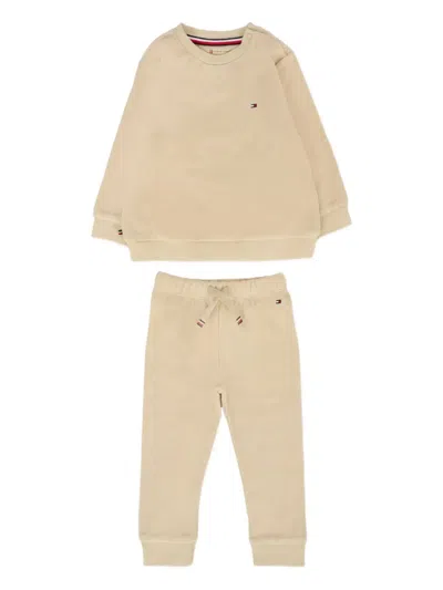 Tommy Hilfiger Junior Babies' Logo-detail Cotton Tracksuit In Brown