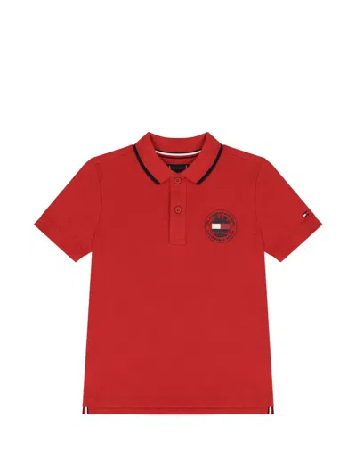 Tommy Hilfiger Junior Kids' Logo-detail Polo Shirt In Red