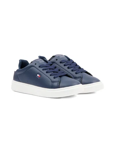 Tommy Hilfiger Junior Kids' Logo-detail Sneakers In Blue