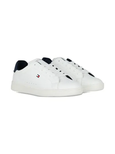 Tommy Hilfiger Junior Kids' Logo-detail Sneakers In White