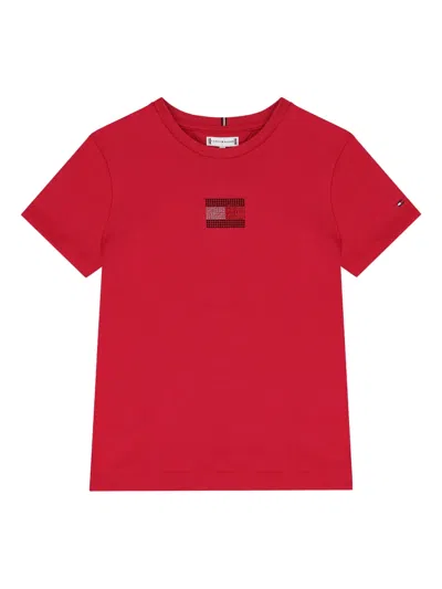 Tommy Hilfiger Junior Kids' Logo-embellished T-shirt In Red