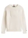 Tommy Hilfiger Junior Logo-embossed Crew-neck Sweater In Neutral