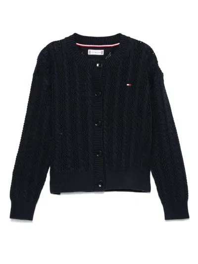 Tommy Hilfiger Junior Kids' Logo-embroidered Cardigan In Blue