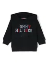 Tommy Hilfiger Junior Logo-embroidered Cotton Hoodie In Blue