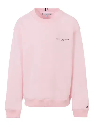 Tommy Hilfiger Junior Kids' Logo-embroidered Cotton Sweatshirt In Pink