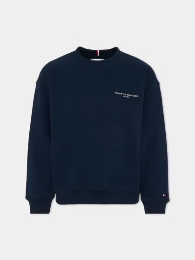 Tommy Hilfiger Junior Kids' Logo-embroidered Crew Neck Sweatshirt In Black