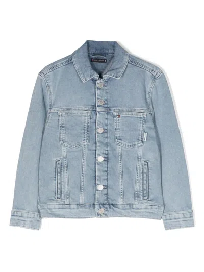 Tommy Hilfiger Junior Kids' Logo-embroidered Denim Jacket In Blue