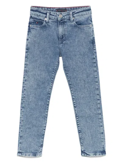 Tommy Hilfiger Junior Kids' Logo-embroidered Jeans In Blue