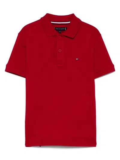 Tommy Hilfiger Junior Kids' Logo-embroidered Polo Shirt In 红色