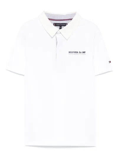 Tommy Hilfiger Junior Kids' Logo-embroidered Polo Shirt In 白色