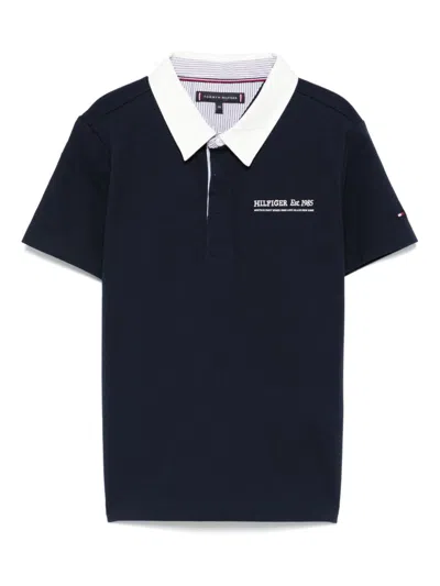 Tommy Hilfiger Junior Kids' Logo-embroidered Polo Shirt In 蓝色