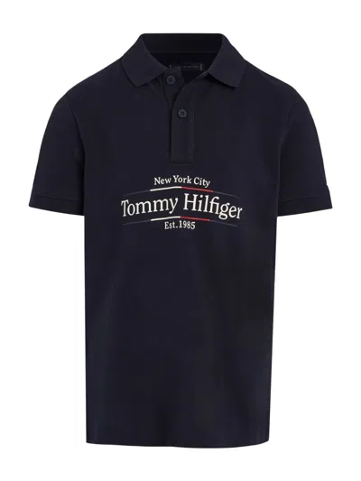 Tommy Hilfiger Junior Kids' Logo-embroidered Polo Shirt In Blue