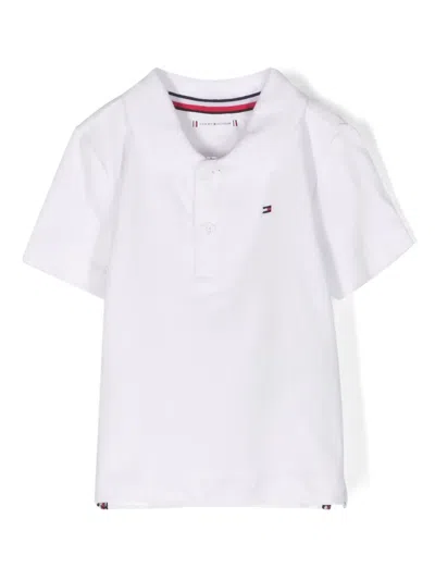 Tommy Hilfiger Junior Babies' Logo-embroidered Polo Shirt In White