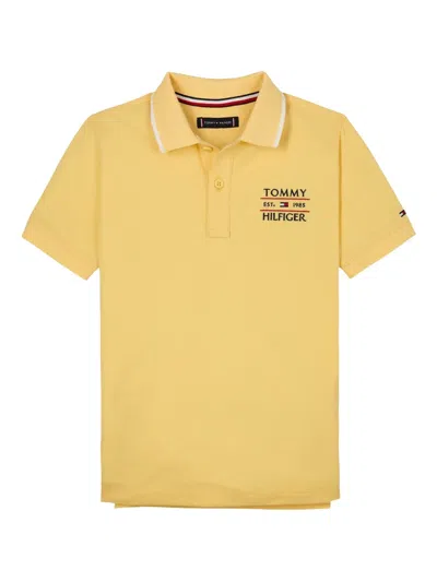 Tommy Hilfiger Junior Kids' Logo-embroidered Polo Shirt In Yellow