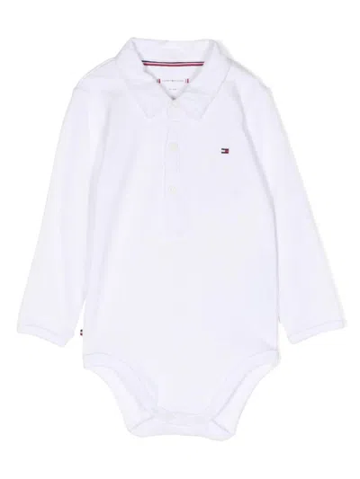 Tommy Hilfiger Junior Babies' Logo-print Long-sleeve T-shirt In White