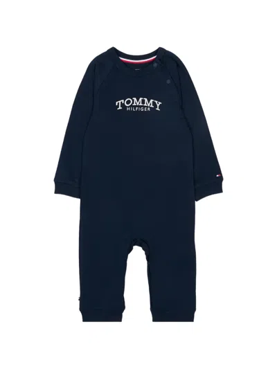 Tommy Hilfiger Junior Babies' Logo-embroidered Romper In Blue