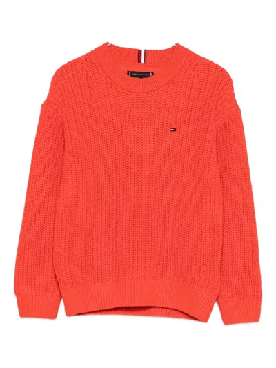 Tommy Hilfiger Junior Kids' Logo-embroidered Sweater In Orange