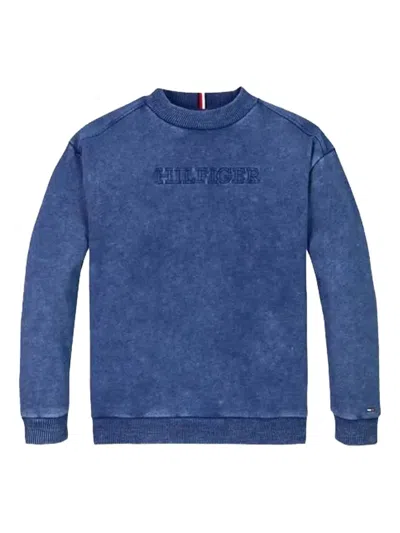Tommy Hilfiger Junior Kids' Logo-embroidered Sweatshirt In Blue
