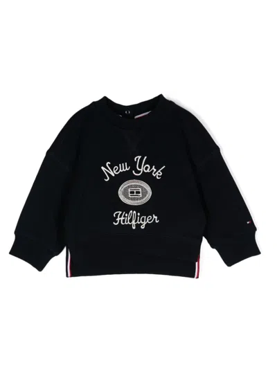 Tommy Hilfiger Junior Babies' Logo-embroidered Sweatshirt In Blue